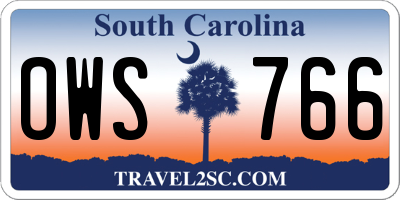 SC license plate OWS766