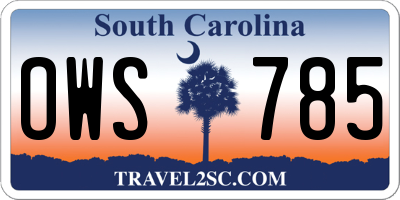SC license plate OWS785
