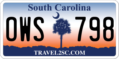 SC license plate OWS798