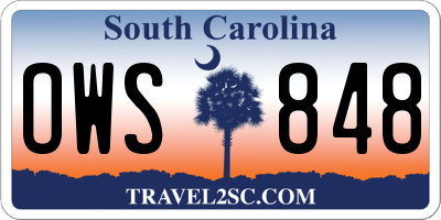 SC license plate OWS848