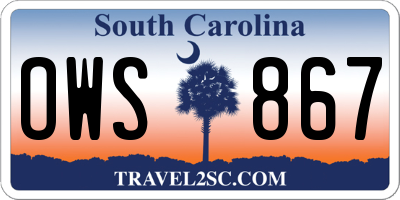 SC license plate OWS867