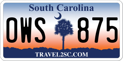 SC license plate OWS875