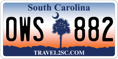 SC license plate OWS882