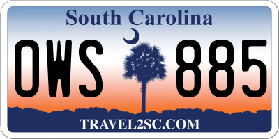 SC license plate OWS885
