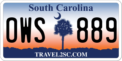 SC license plate OWS889