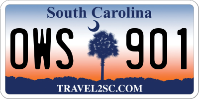 SC license plate OWS901