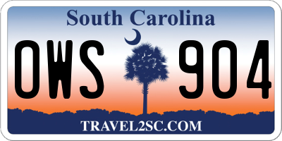 SC license plate OWS904