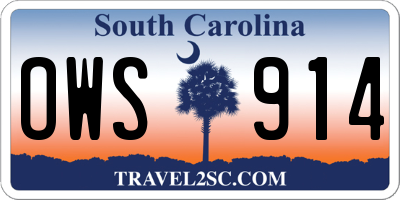 SC license plate OWS914
