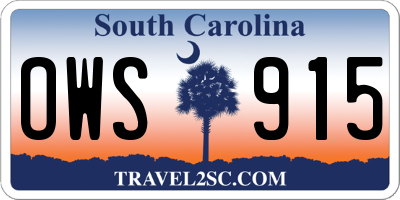 SC license plate OWS915
