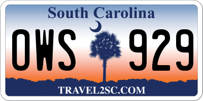 SC license plate OWS929