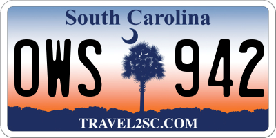 SC license plate OWS942