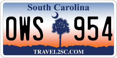 SC license plate OWS954
