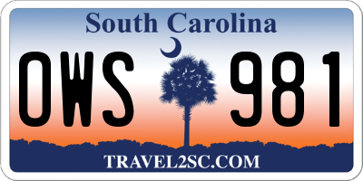 SC license plate OWS981