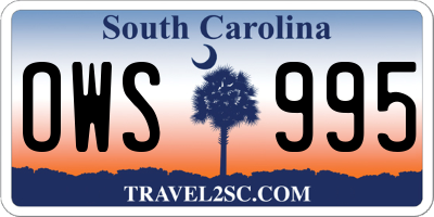 SC license plate OWS995
