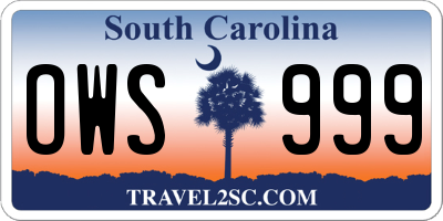 SC license plate OWS999