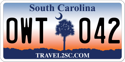 SC license plate OWT042