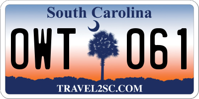 SC license plate OWT061