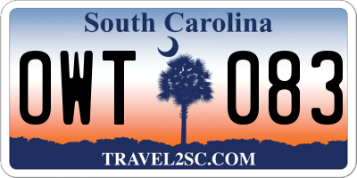 SC license plate OWT083