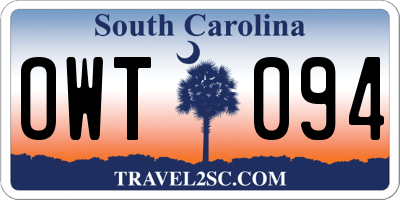 SC license plate OWT094
