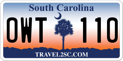 SC license plate OWT110