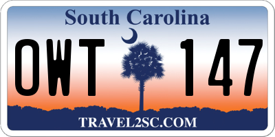SC license plate OWT147