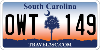 SC license plate OWT149