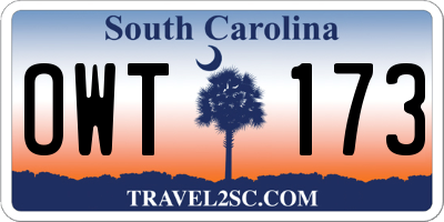 SC license plate OWT173