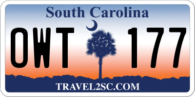 SC license plate OWT177