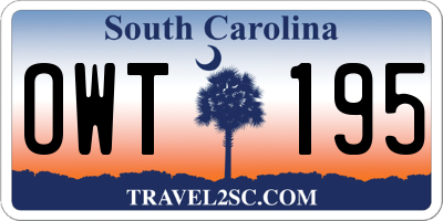 SC license plate OWT195