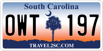 SC license plate OWT197