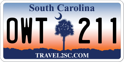 SC license plate OWT211