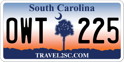 SC license plate OWT225