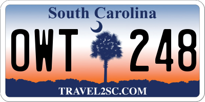 SC license plate OWT248