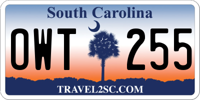 SC license plate OWT255
