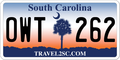 SC license plate OWT262