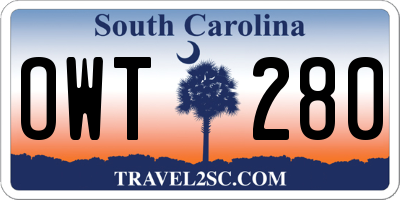 SC license plate OWT280