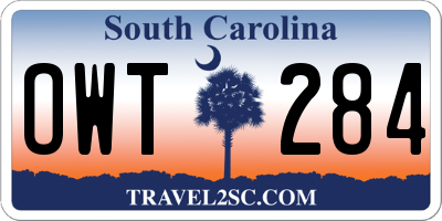 SC license plate OWT284