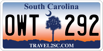 SC license plate OWT292