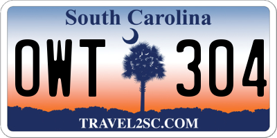SC license plate OWT304
