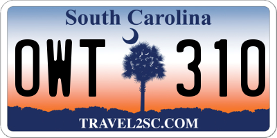 SC license plate OWT310