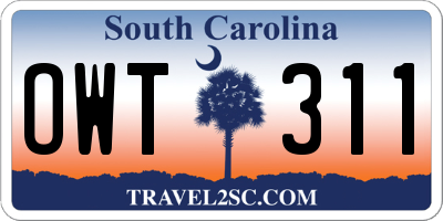 SC license plate OWT311