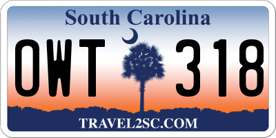 SC license plate OWT318