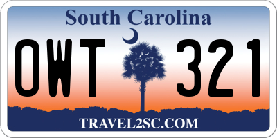 SC license plate OWT321