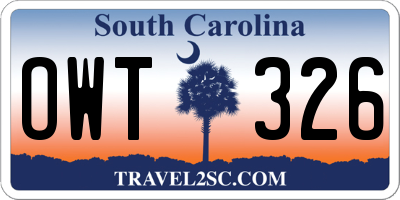 SC license plate OWT326