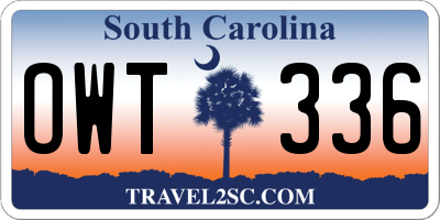 SC license plate OWT336