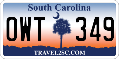 SC license plate OWT349
