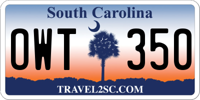 SC license plate OWT350