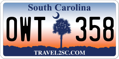 SC license plate OWT358