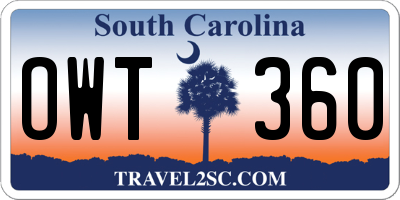 SC license plate OWT360