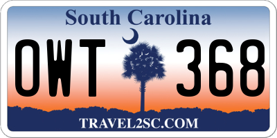 SC license plate OWT368